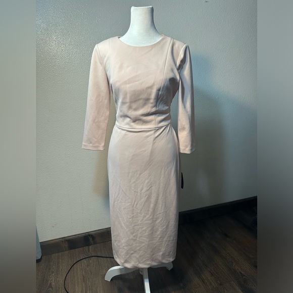Adrianna papell knit crepe tie waist sheath dress blush pink women size 2 - Picture 8 of 17